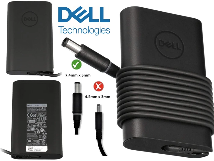 Dell Original 65W Laptop Adapter – Big Pin (7.4mm) | Without Power Cord AETMIC